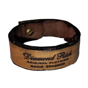 Diamond Rich Distressed Full-grain Leather Cuff Snap Bracelet